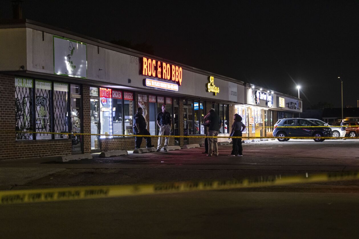 Police investigate the scene at 1655 Sibley Blvd in Calumet City, where a person was killed in a shooting involving Chicago police officers Tuesday, July 27, 2021.